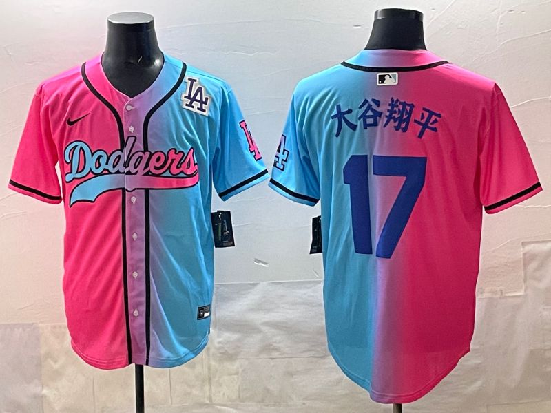 Men Los Angeles Dodgers 17 Ohtani Blue pink Game 2025 Nike MLB Jersey style 009